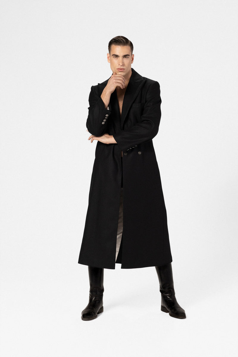Men's wool and cashmere maxi coat