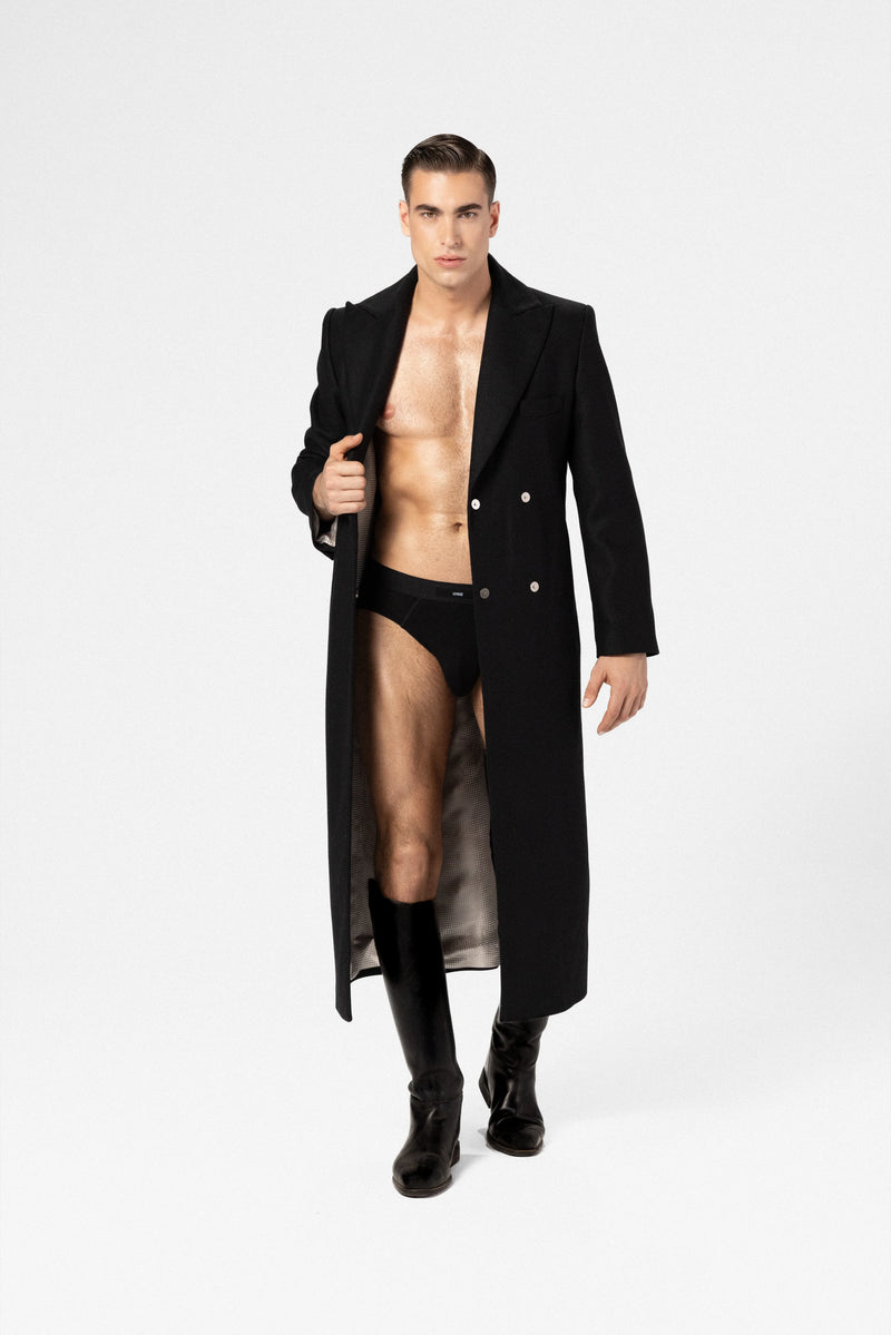 Men's wool and cashmere maxi coat