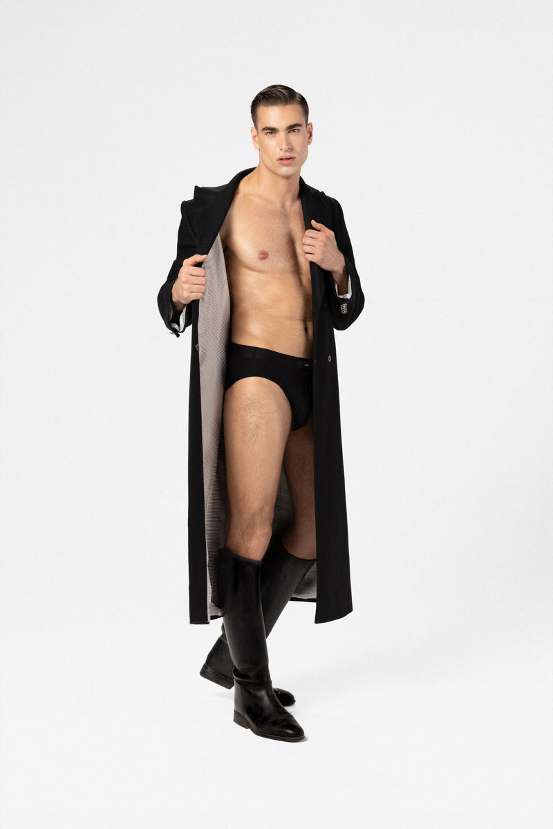 Men's wool and cashmere maxi coat