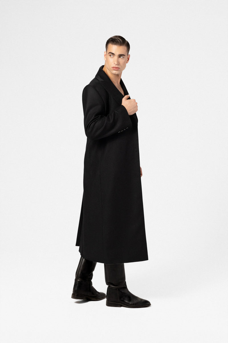 Men's wool and cashmere maxi coat