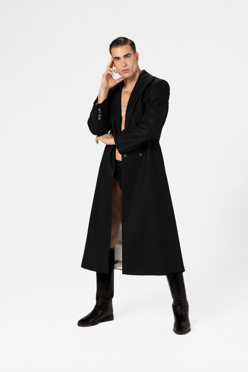 Men's wool and cashmere maxi coat