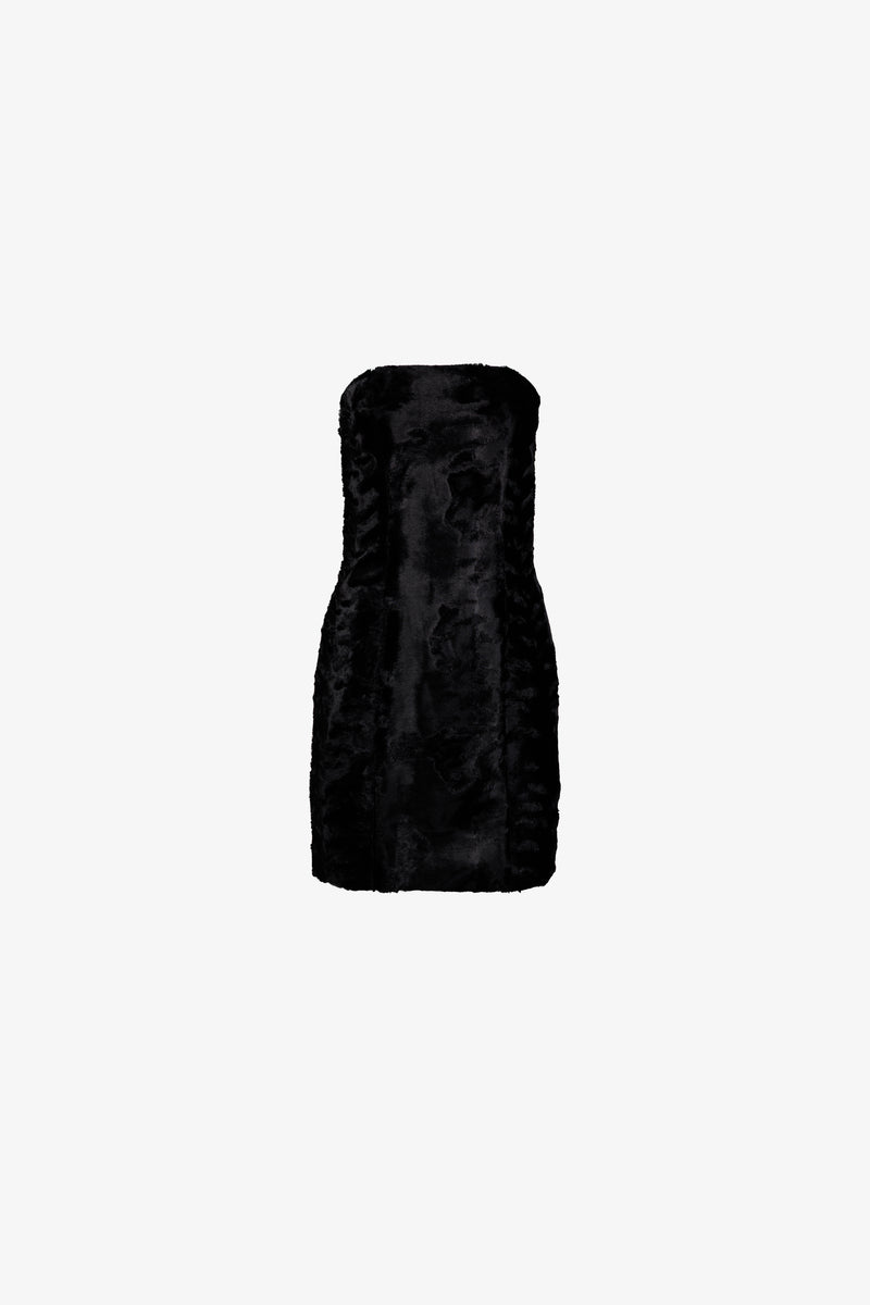 Cocktail dress in faux fur effect fabric
