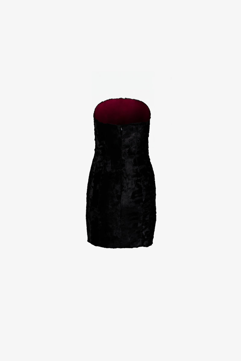 Cocktail dress in faux fur effect fabric