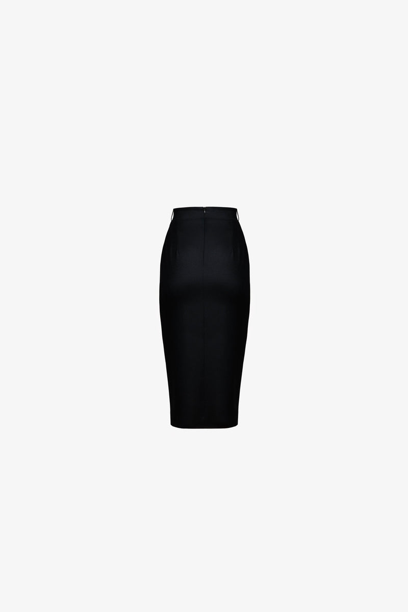 Midi pencil skirt in wool flannel
