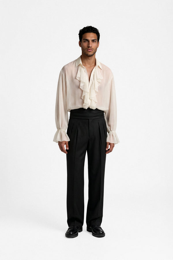 Men’s chiffon ruffle shirt
