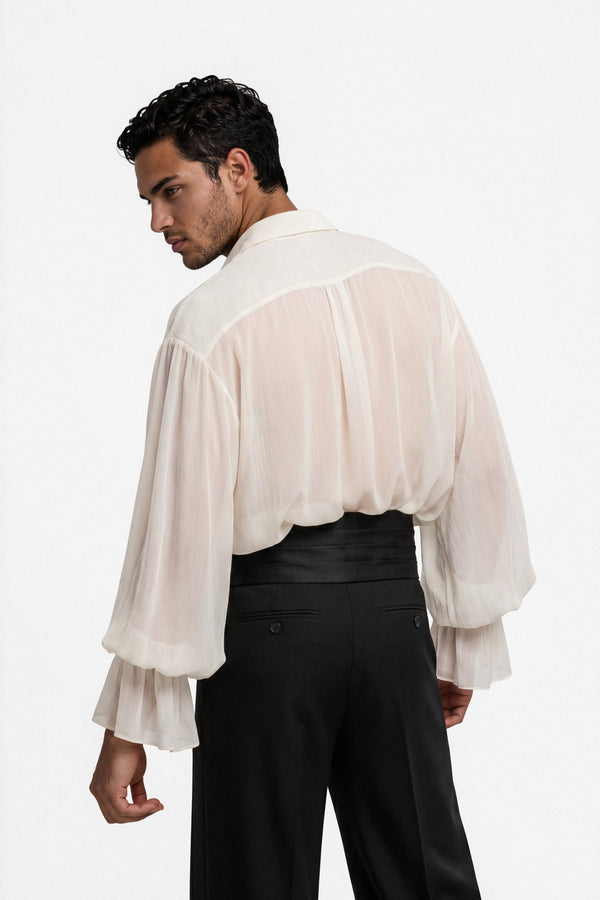 Men’s cummerbund wide leg trousers