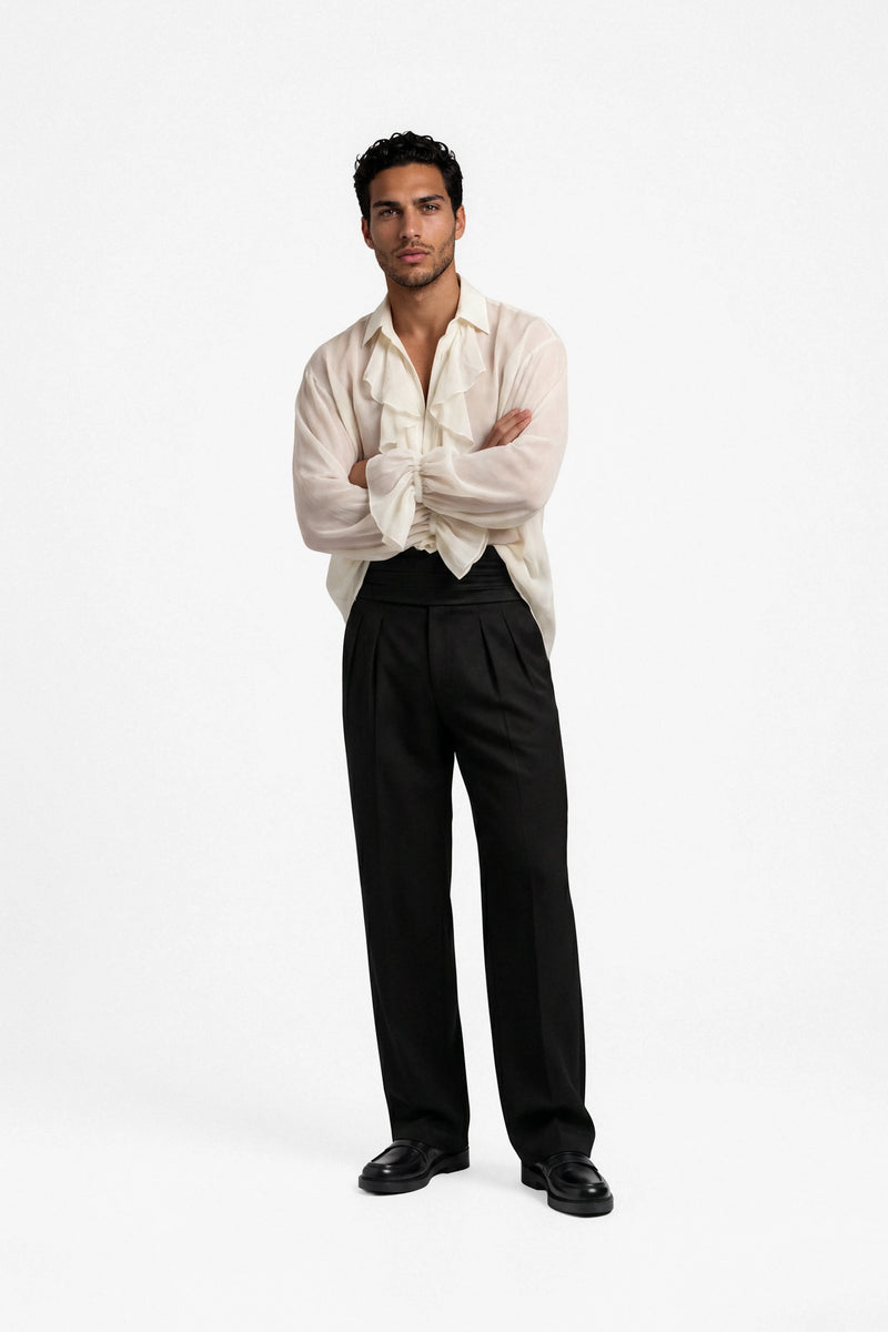 Men’s chiffon ruffle shirt