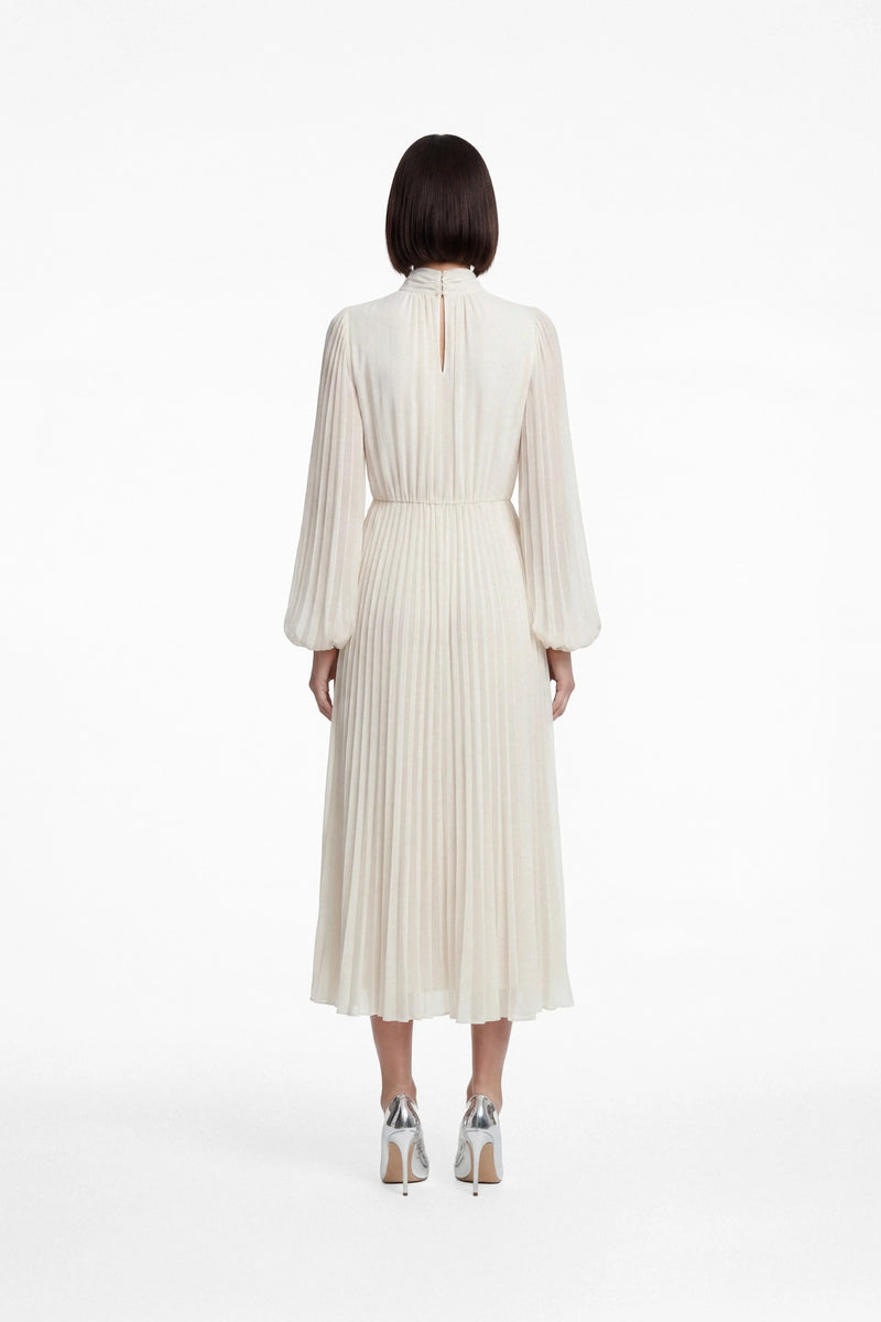 Pleated georgette high neck dress