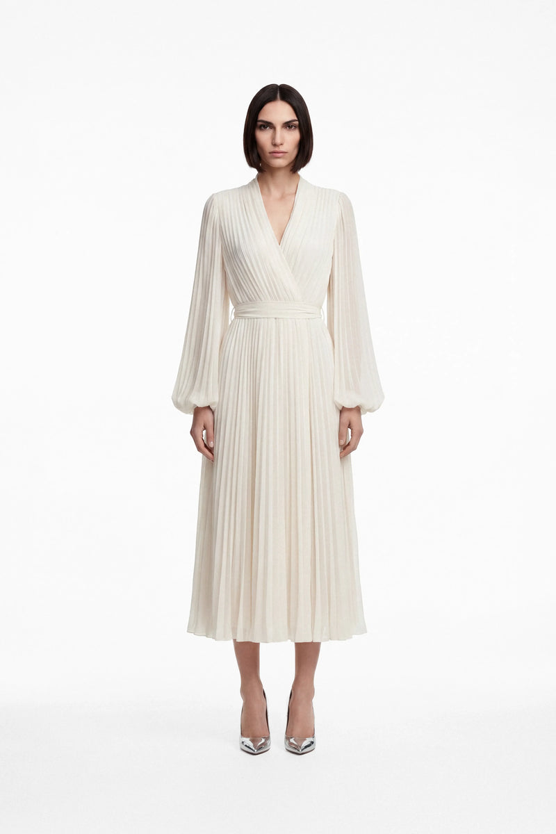 Pleated georgette wrap dress