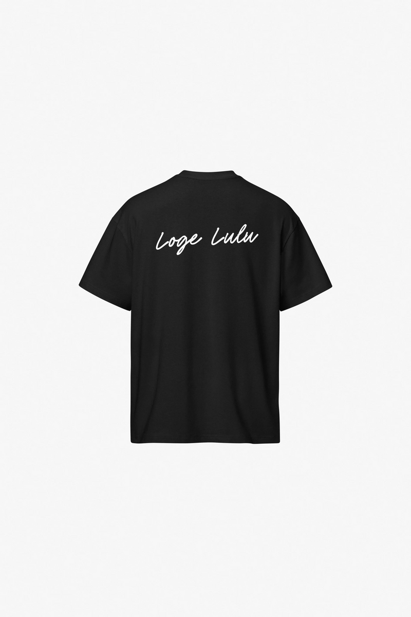 Oversized organic cotton T shirt with high collar