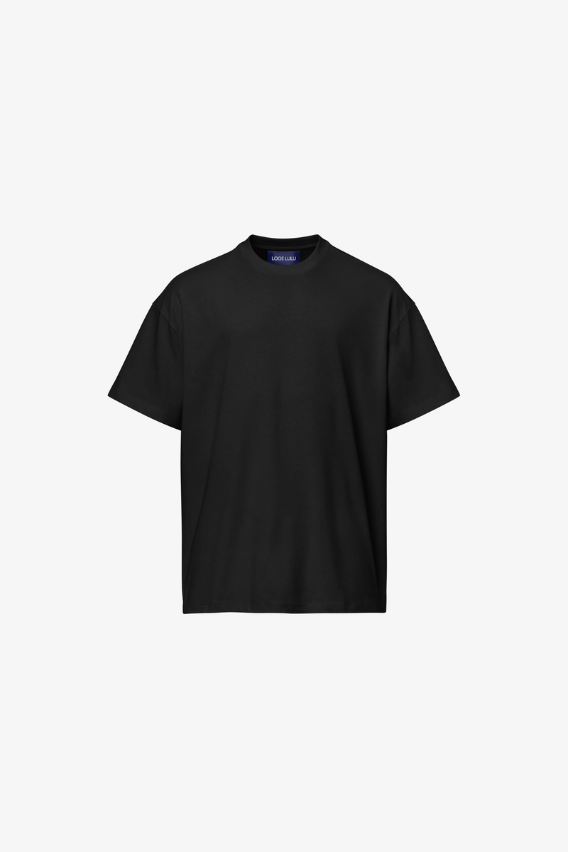 Oversized organic cotton T shirt with high collar