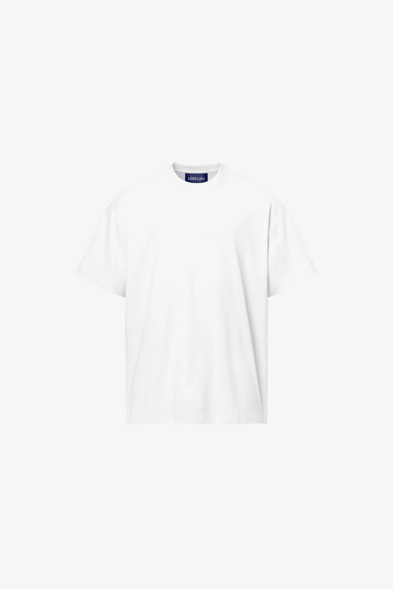 Oversized organic cotton T shirt with high collar