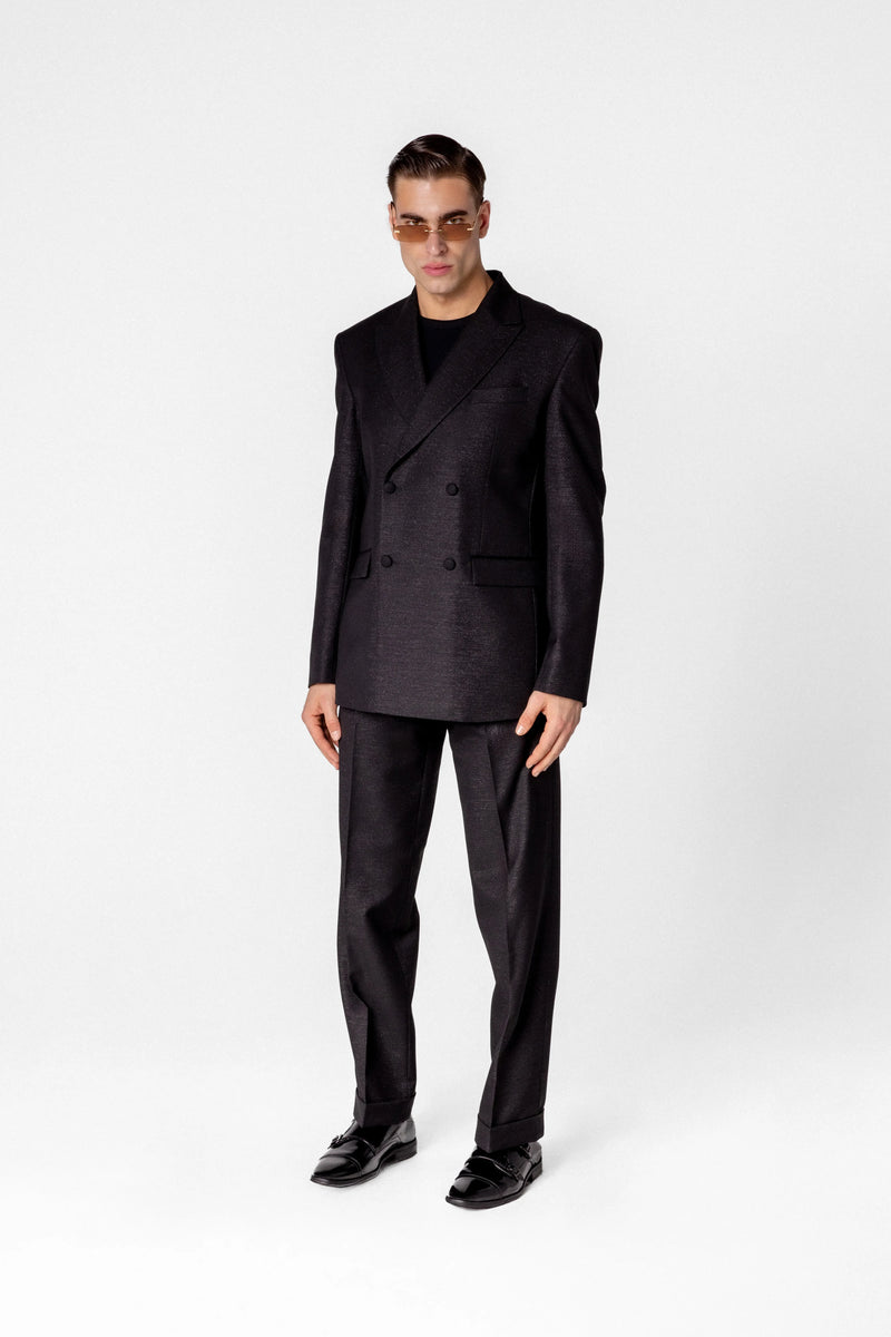 Double breasted men’s jacquard blazer