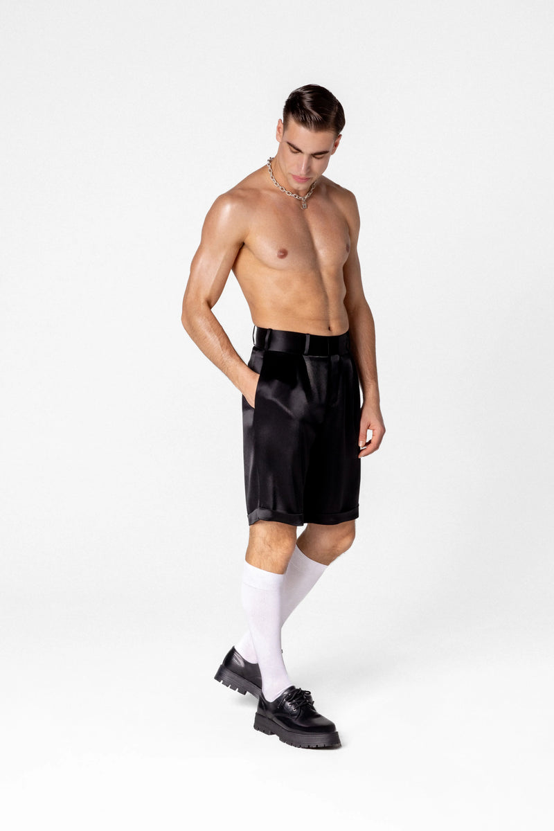 Men’s high waisted satin shorts