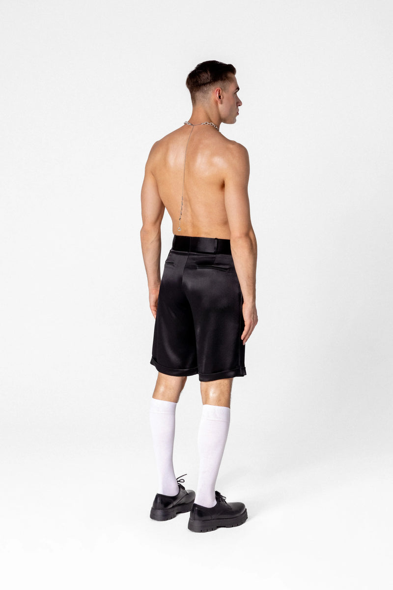 Men’s high waisted satin shorts
