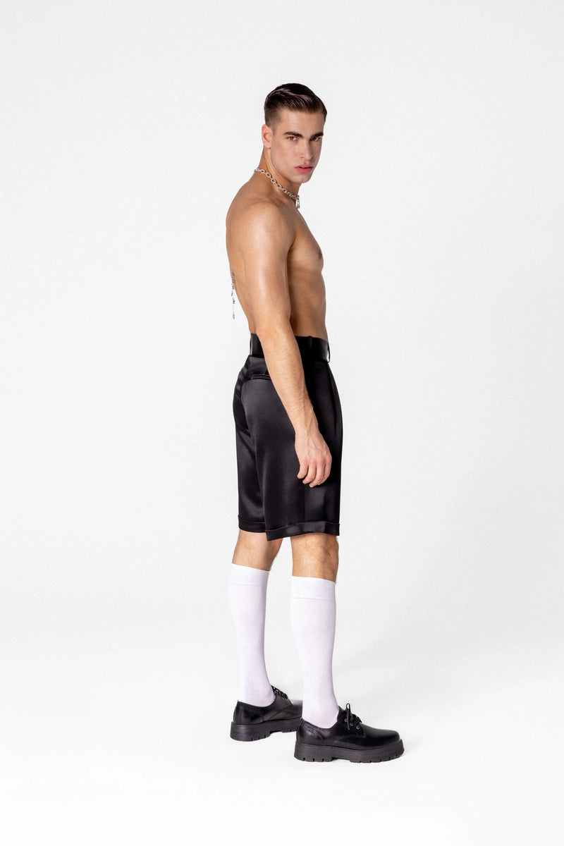 Men’s high waisted satin shorts