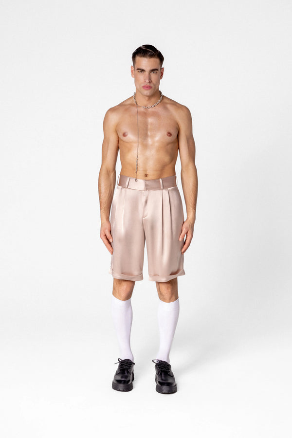 Men’s high waisted satin shorts