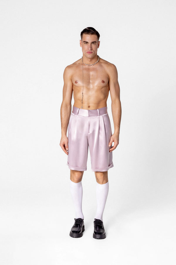 Men’s high waisted satin shorts