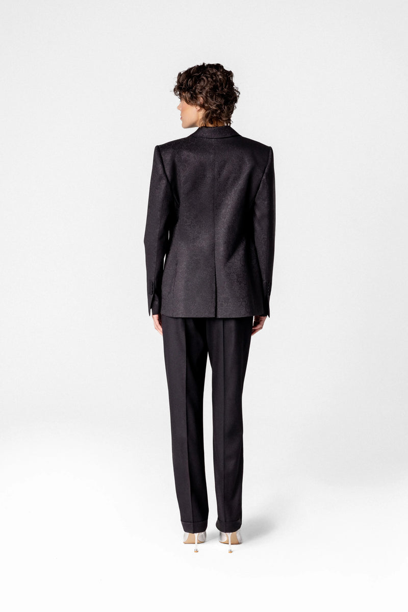 Single breasted women's jacquard blazer