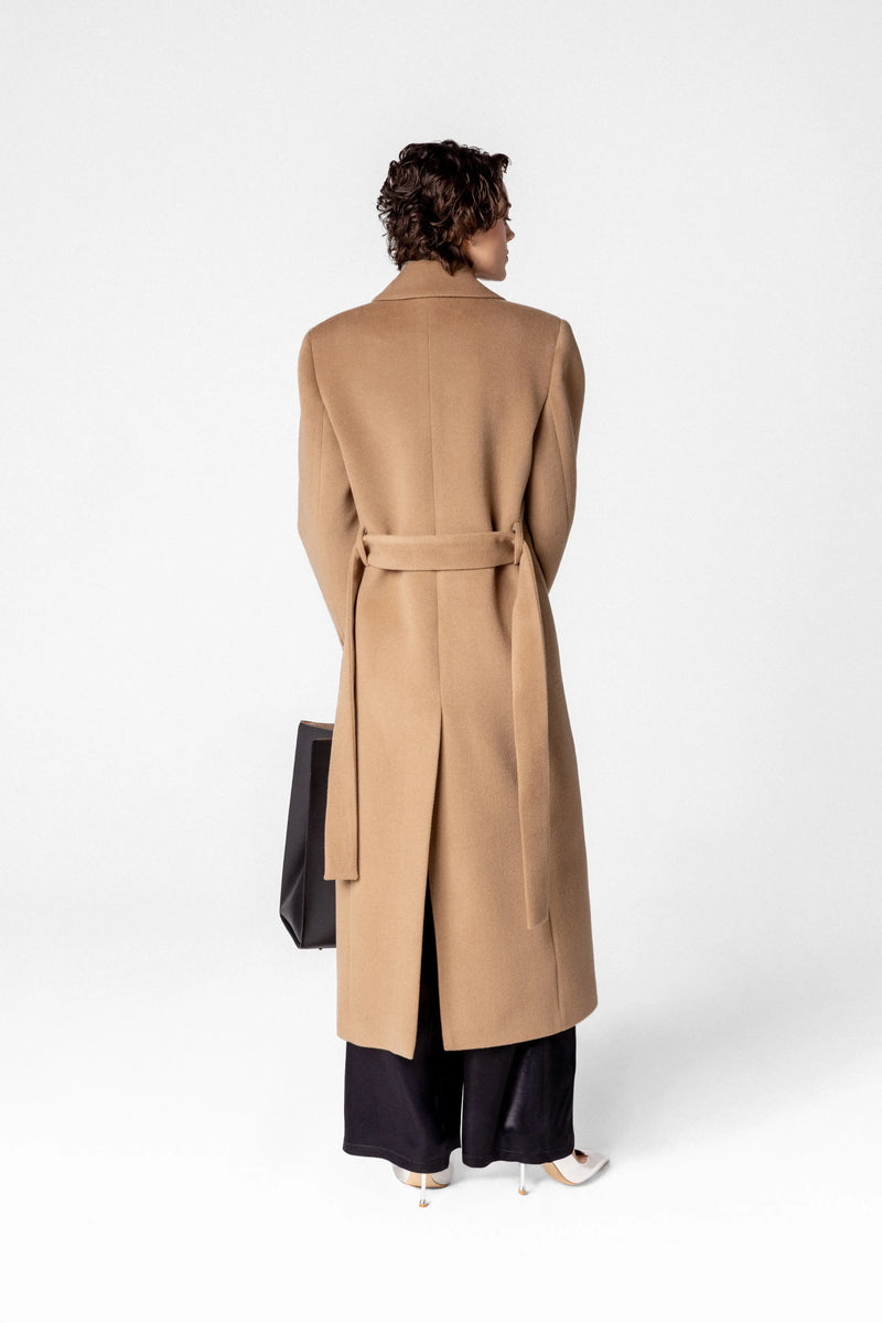 Women’s wool and cashmere maxi coat with belt