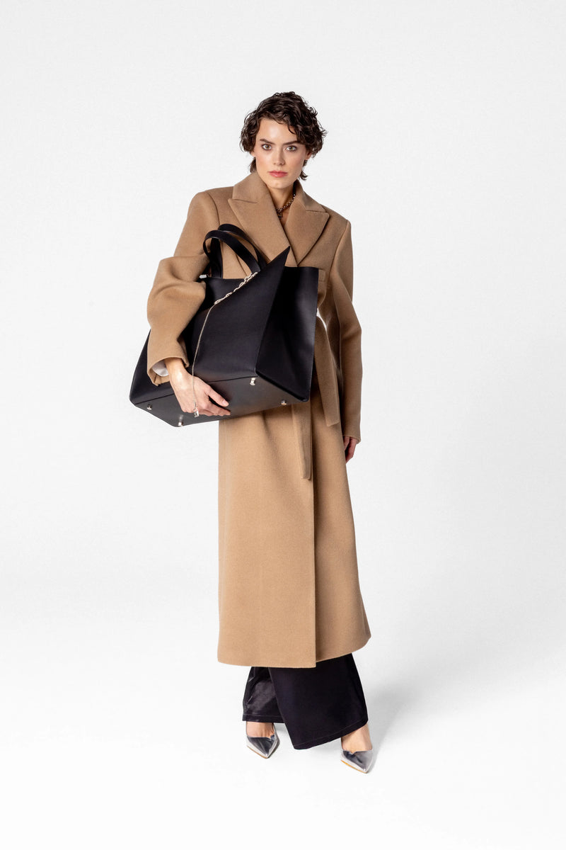 Women’s wool and cashmere maxi coat with belt