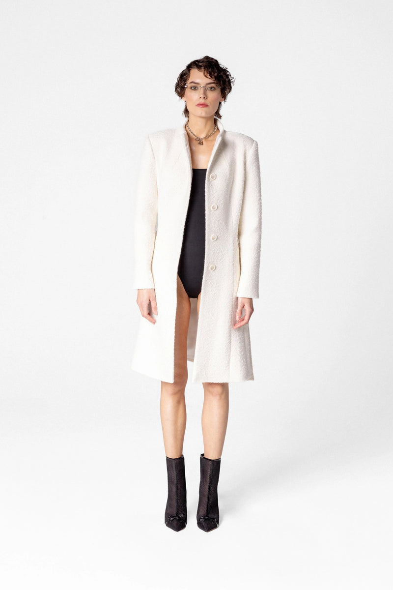 Women's bouclé midi coat