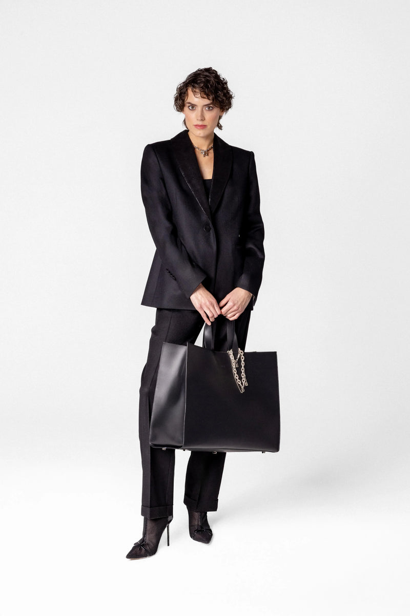 Women's wool blazer with shawl collar